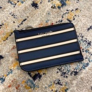 Kate spade keychain wallet with white/navy/black stripes